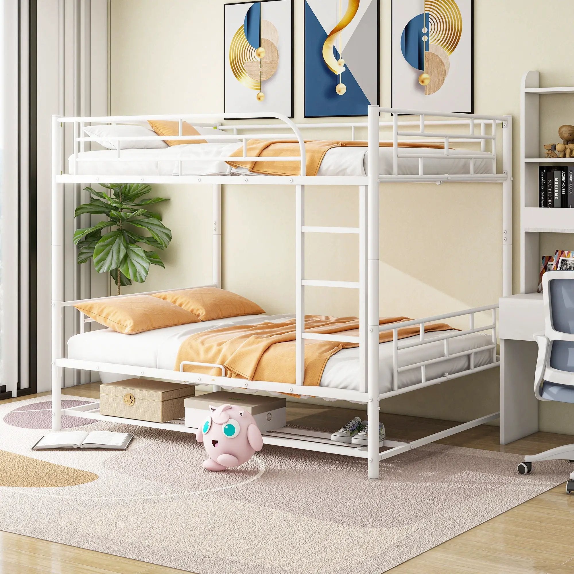 Metal Bunk Bed With Shelf And Guardrails by HouseOfZazla