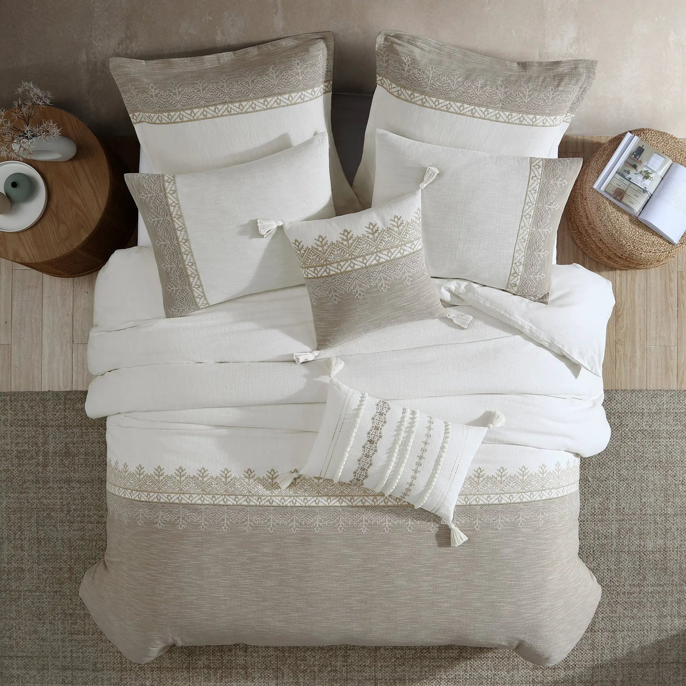 Preston 5-Piece Textured Woven Jacquard Comforter Ensemble by HouseOfZazla