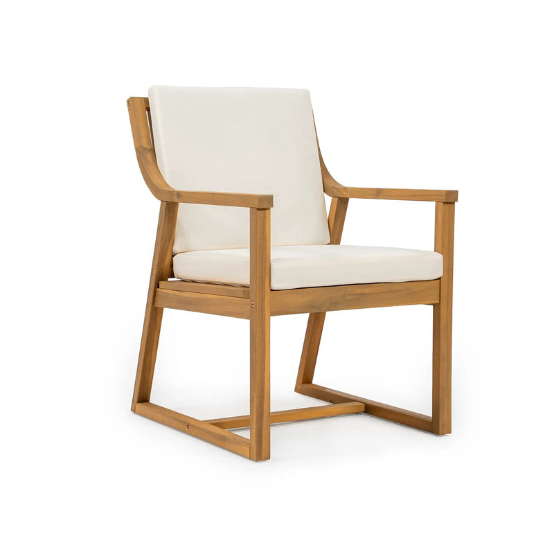 TREXM Patio Dining Chair Set of 2, Wood Outdoor Armchairs with Removable Cushions by HouseOfZazla