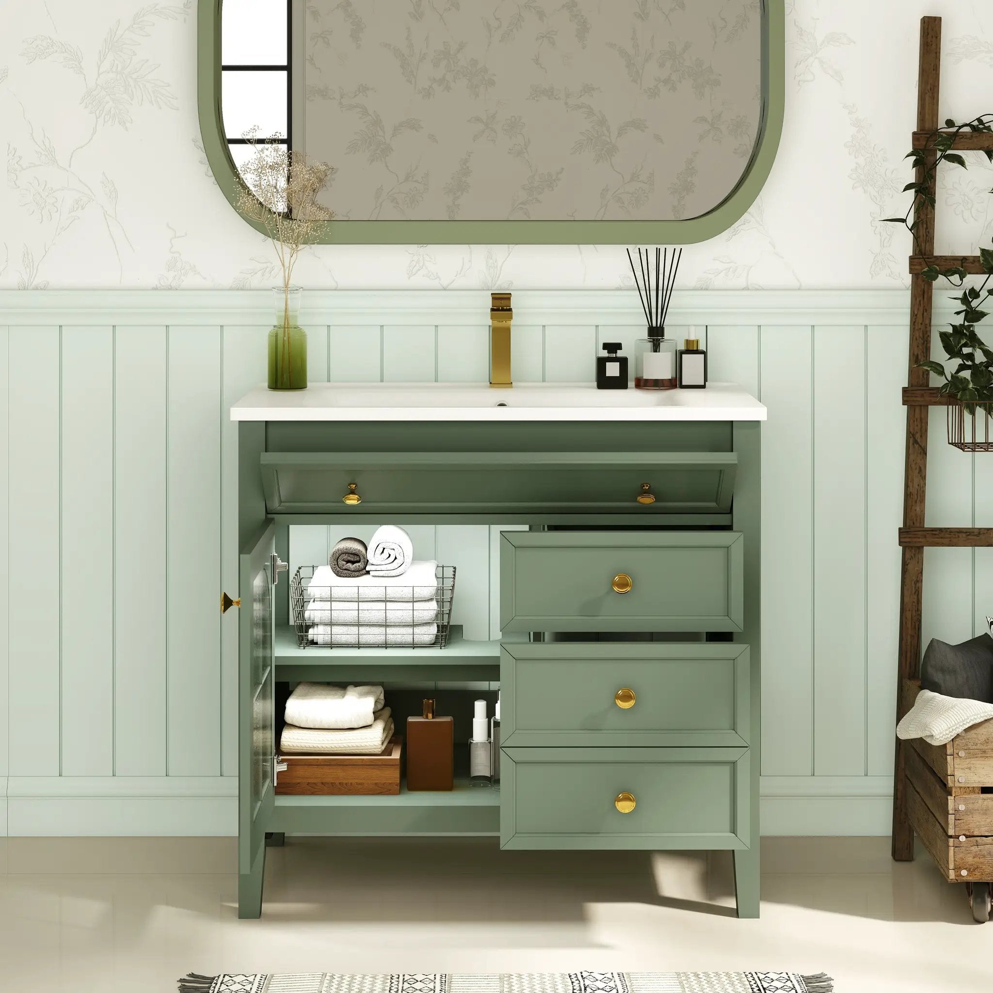 35.6" Mid-Century Bathroom Vanity Sink by HouseOfZazla