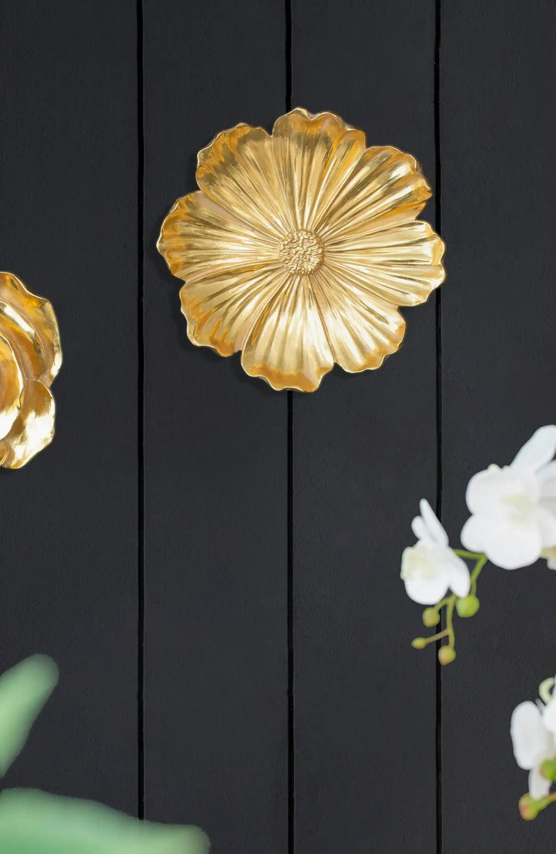 Rose Hanging Resin Wall Accents (Set of 2) - Gold by Unique Piece Furniture