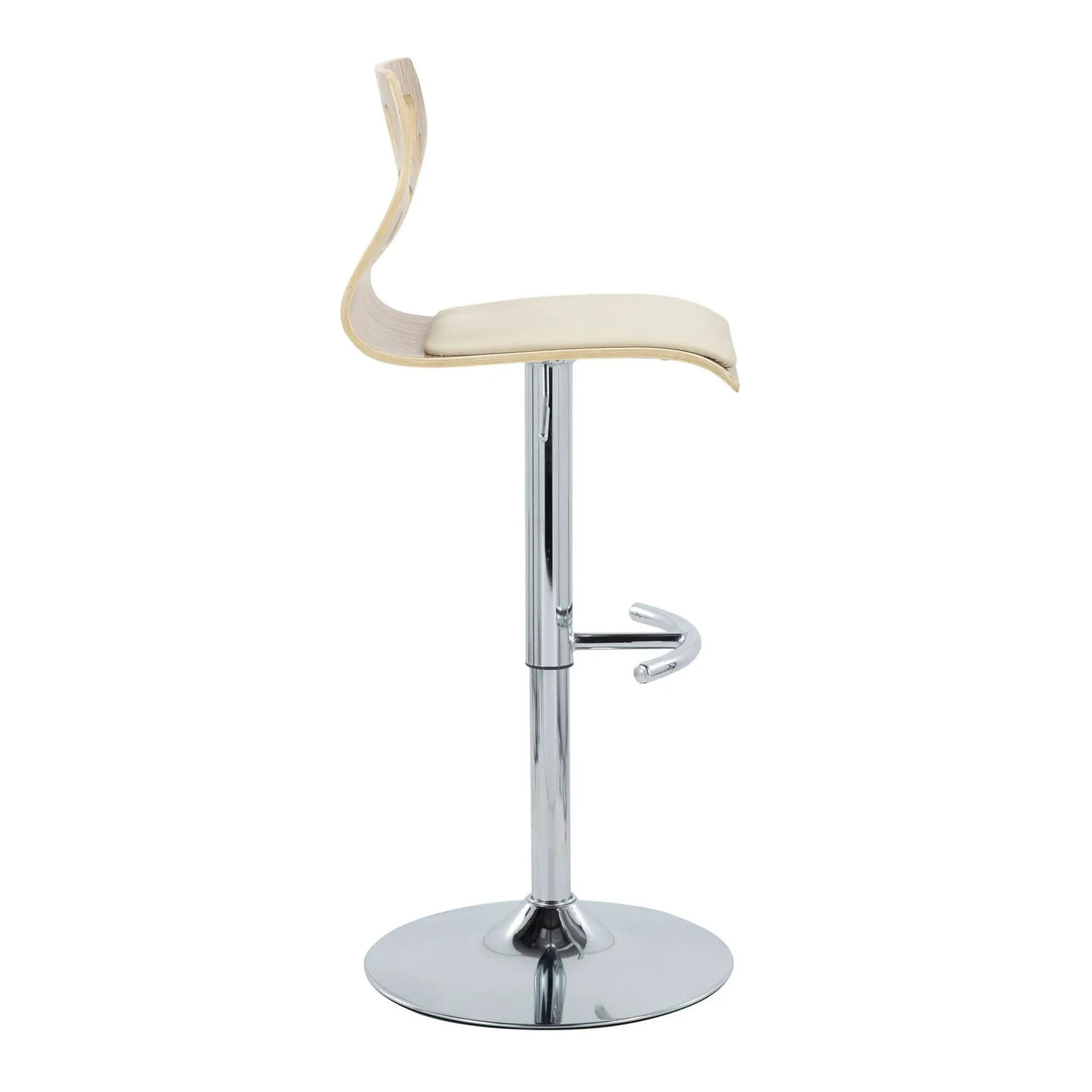 Folia - Mid Century Modern Adjustable Barstool With Swivel With Rounded T Footrest (Set of 2) by HouseOfZazla