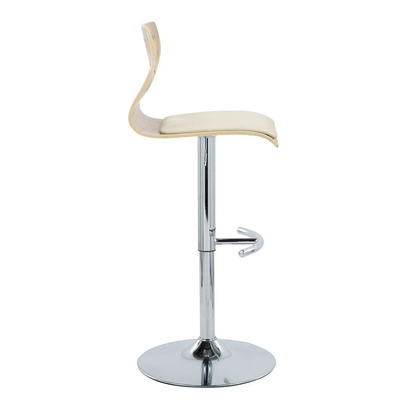 Folia - Mid Century Modern Adjustable Barstool With Swivel With Rounded T Footrest (Set of 2) by Unique Piece Furniture