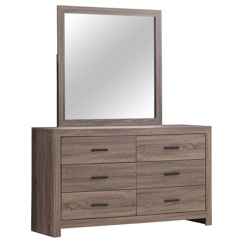 Brantford 6-drawer Dresser with Mirror Barrel Oak by Unique Piece Furniture