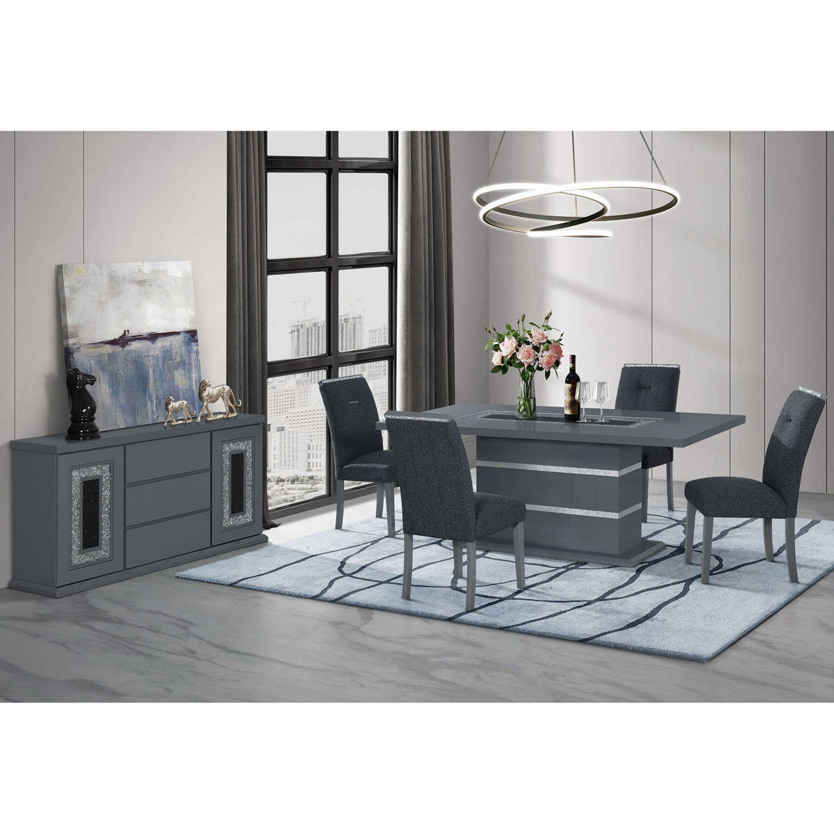 Ariya Stylish Dining Chair Set of 2 with Padded Seat - Gray or Dark Gray, photo 3 of 10