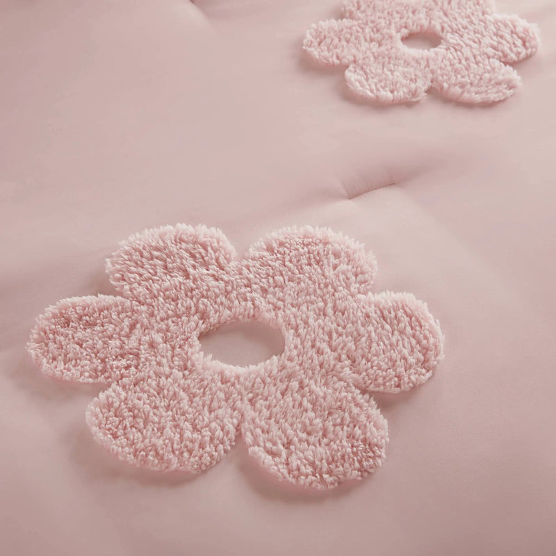 3-Piece Twin Floral Reversible Tufted Chenille Comforter Set by HouseOfZazla