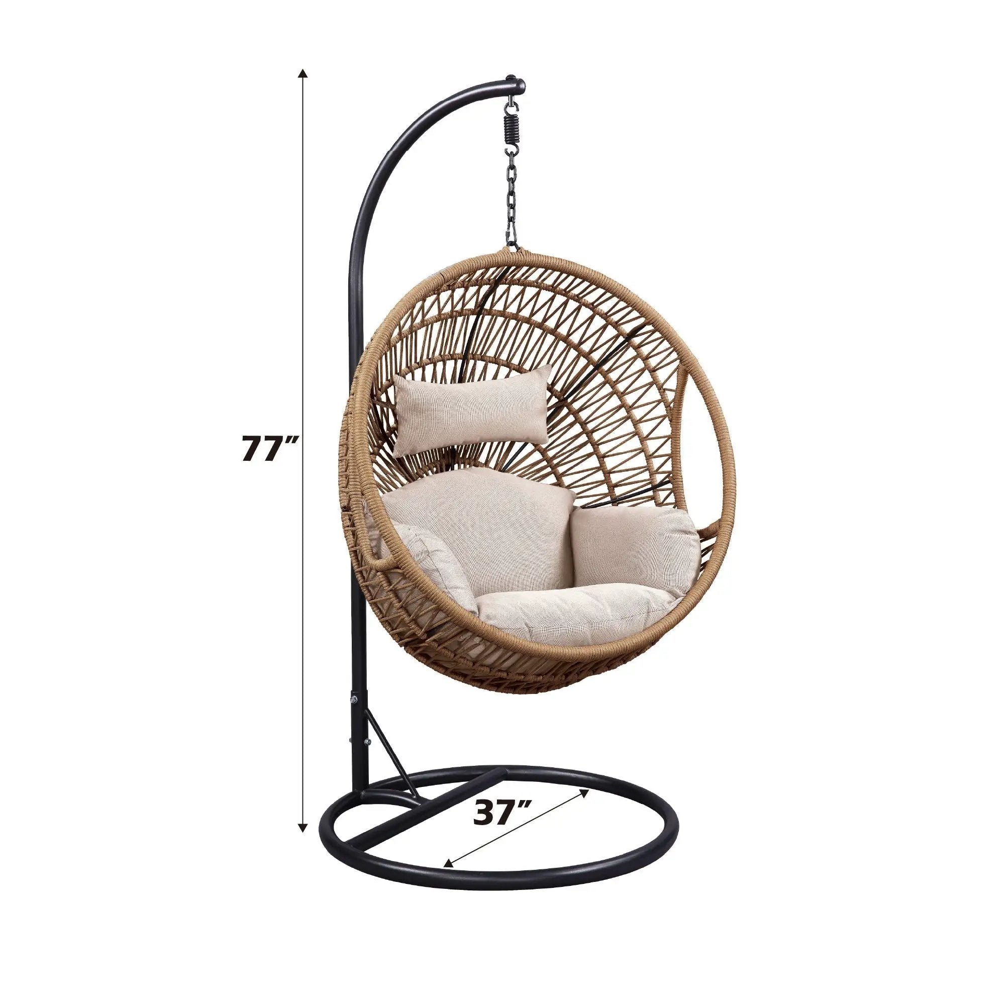 Vasant - Hanging Chair - Beige Fabric & Rope by Unique Piece Furniture