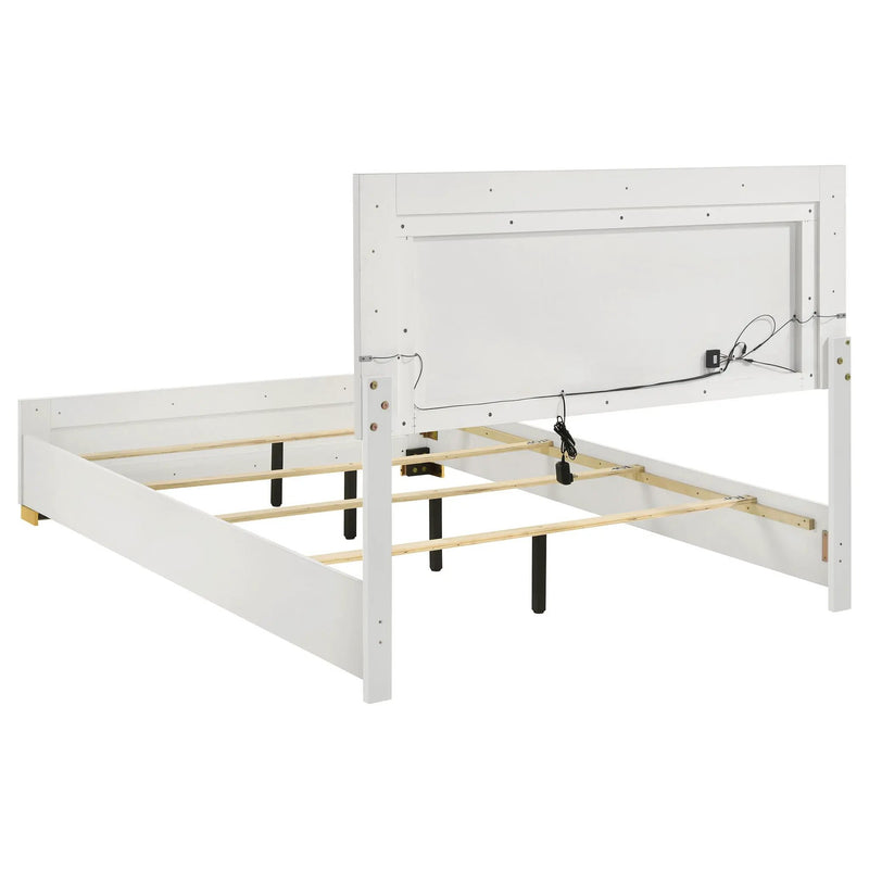 Marceline Wood Eastern King LED Panel Bed White by Unique Piece Furniture