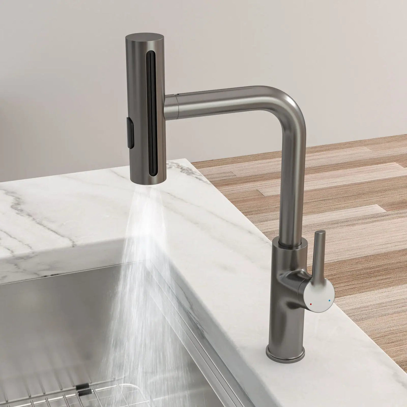 360° Pull Down Kitchen Faucet With 4 Spray Modes by HouseOfZazla