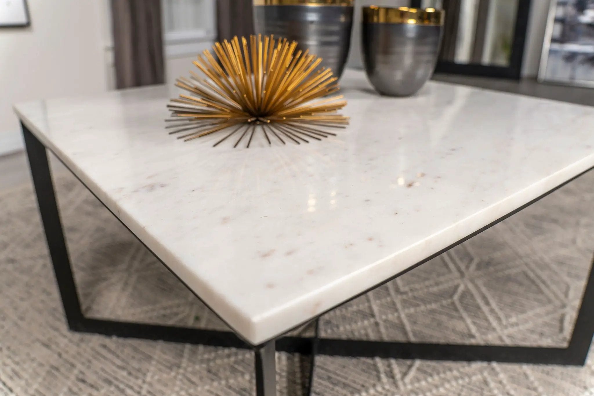 Tobin Square Marble Top Coffee Table White and Black by Unique Piece Furniture