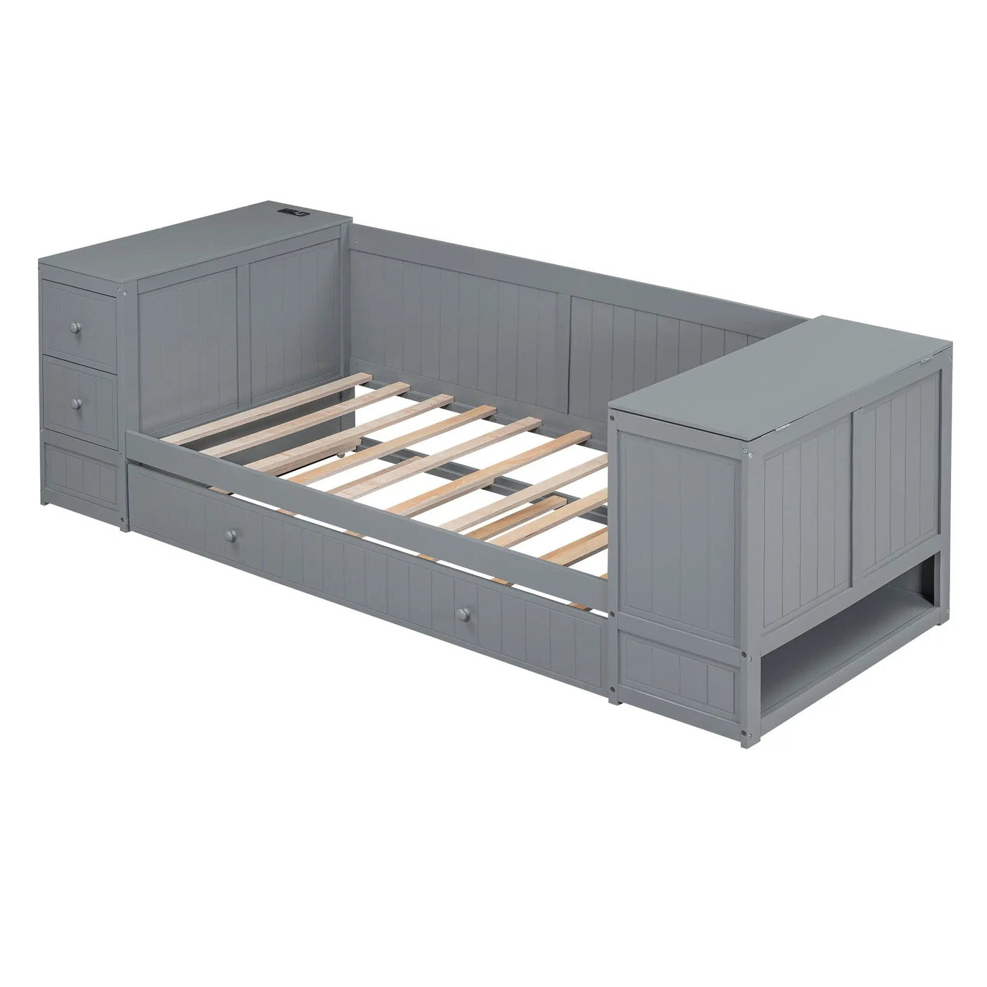 Daybed With Storage Arms, Trundle And Charging Station by HouseOfZazla