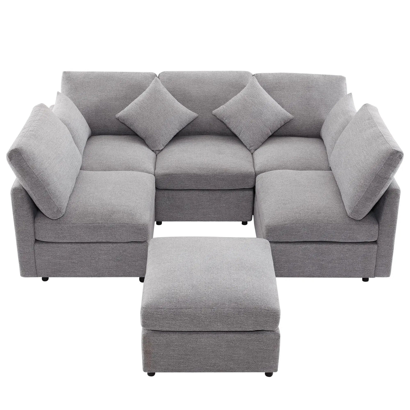 Sectional Sofa Modular U-Shaped With Ottoman & USB Ports by HouseOfZazla