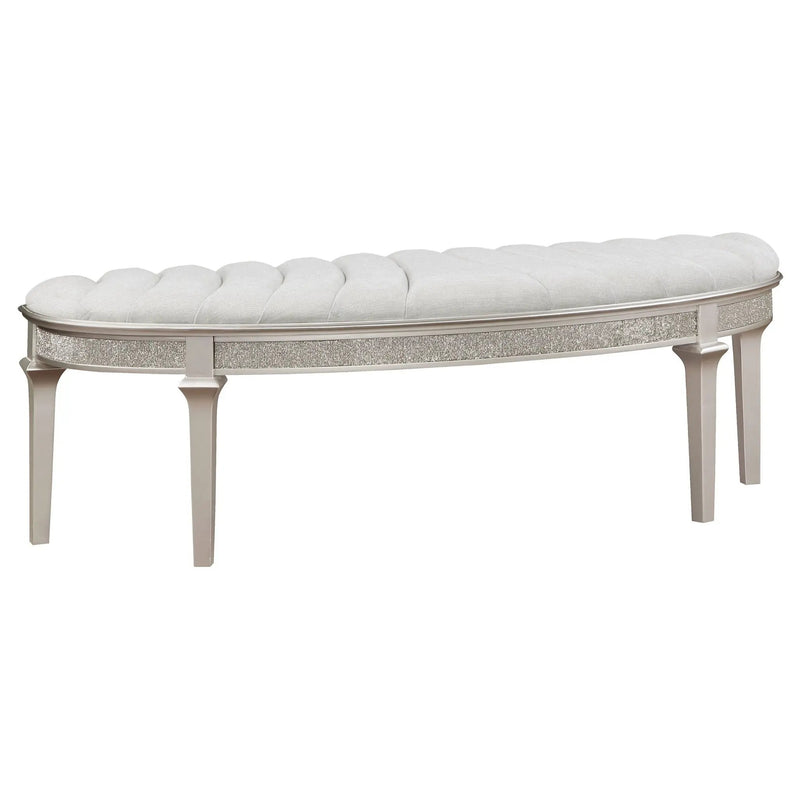 Evangeline Curved Fabric Upholstered Bench Silver Oak by Unique Piece Furniture
