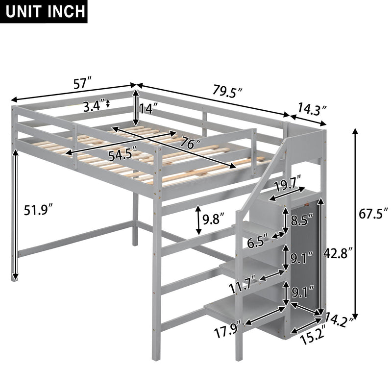 Loft Bed With Built In Storage Wardrobe And Staircase by Unique Piece Furniture