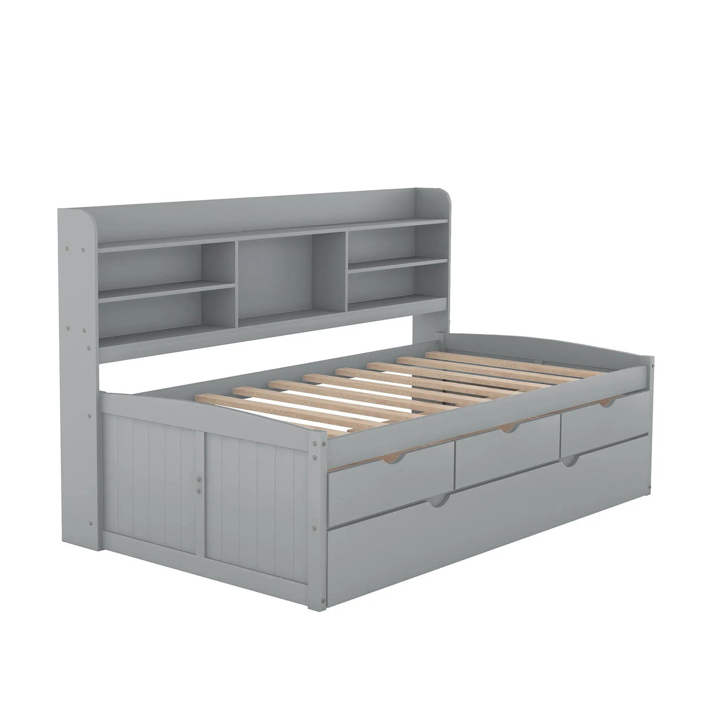 Captain Bed With Built In Bookshelves, 3 Storage Drawers, And Trundle by HouseOfZazla