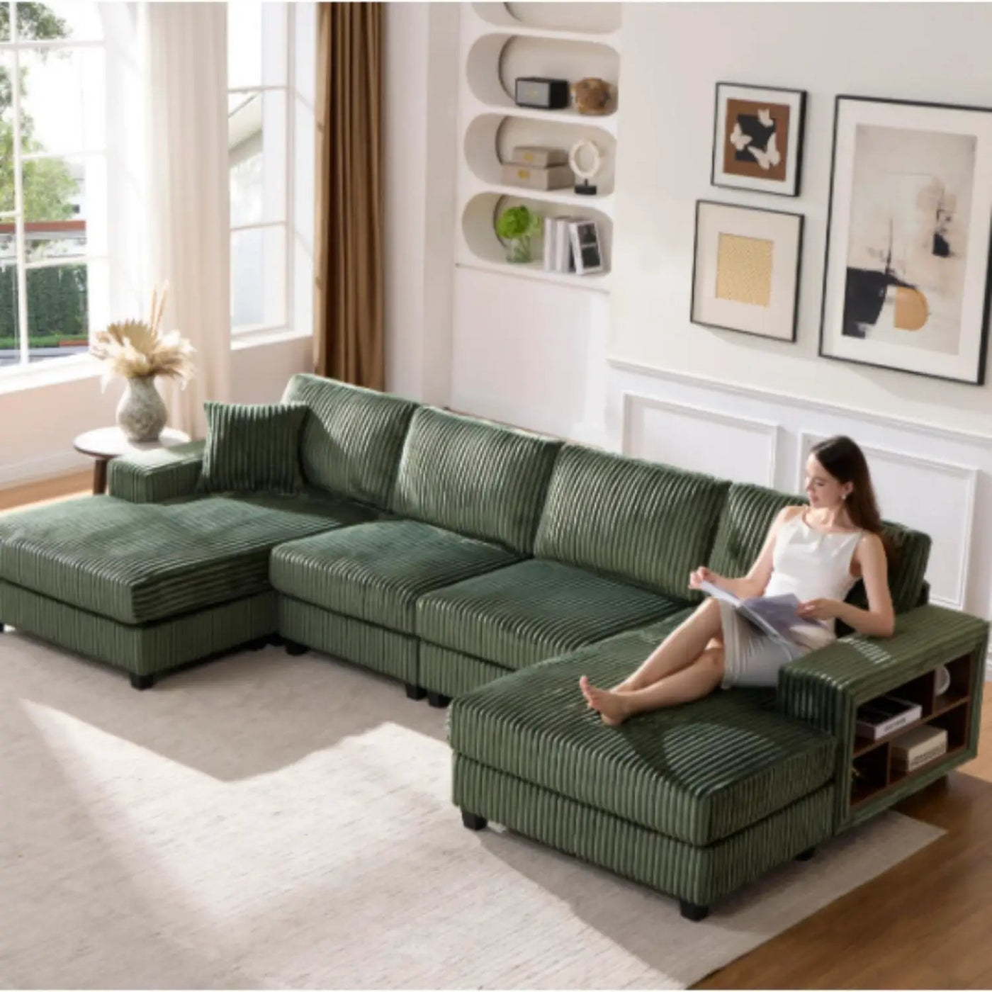 U-Shaped Convertible Sofa, 4 Seater Large Living Room Lounge by Unique Piece Furniture