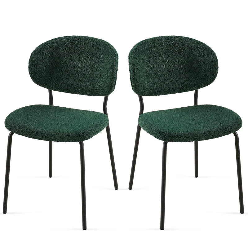 Boucle Dining Chairs, Dining Chairs With Metal Legs For Dining Room, Kitchen, Living Room by HouseOfZazla