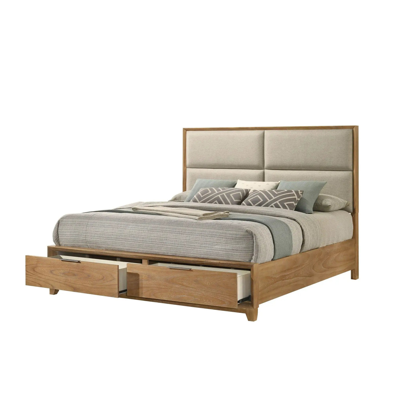 Contemporary Storage Platform Bed With Ultra Plush Headboard by Unique Piece Furniture