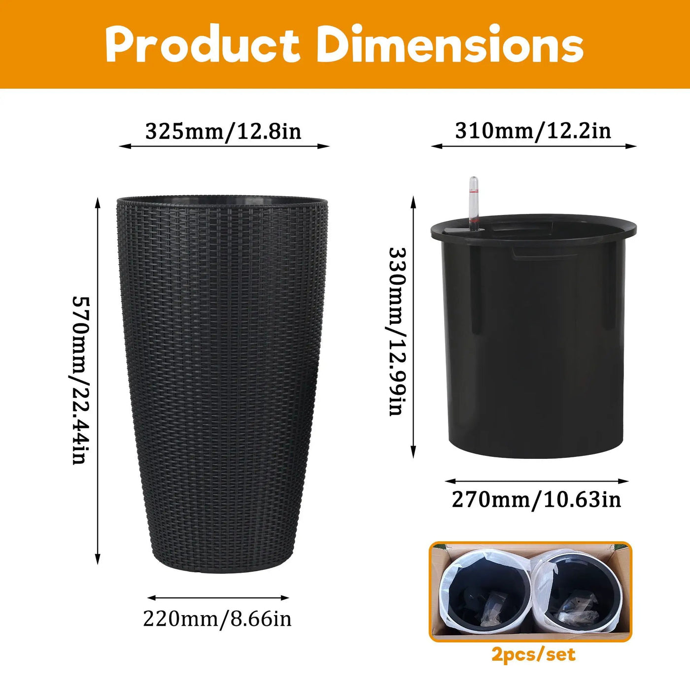 Tall Planters Set With Water Level Monitor And Auto Watering by HouseOfZazla