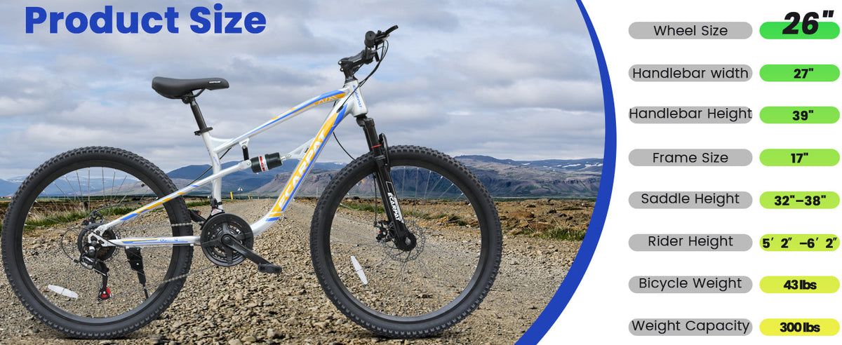 A2670 26 Inch Mountain Bike with 21-Speeds & Full Suspension, photo 4 of 10