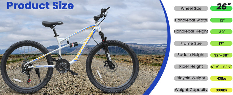 A2670 26 Inch Mountain Bike with 21-Speeds & Full Suspension, photo 4 of 10