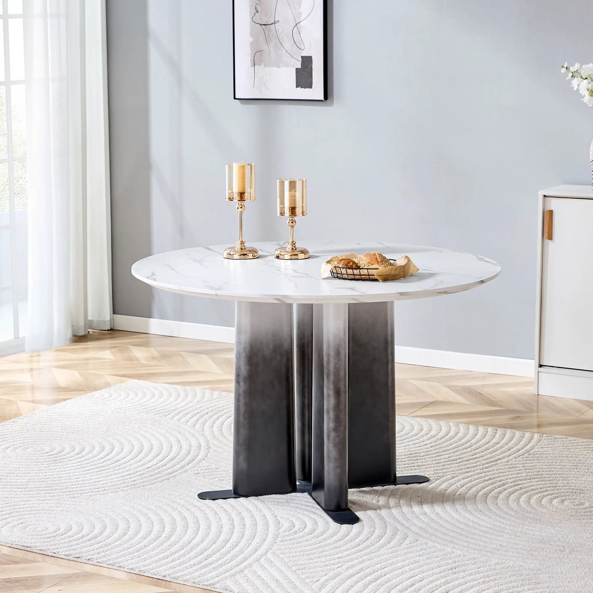 Round Dining Table With Cross Base, Modern Home Furniture by Unique Piece Furniture
