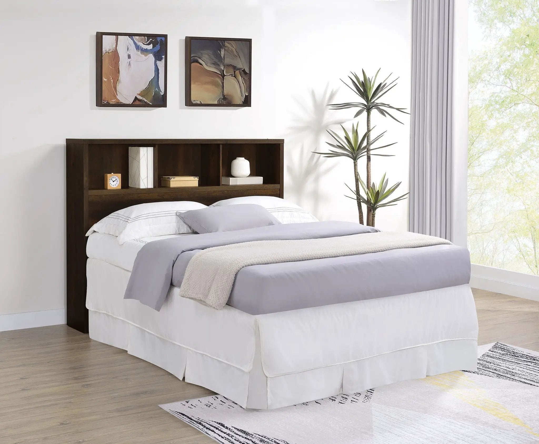 Westpark 49-inch Queen Bookcase Headboard Dark Pine by Unique Piece Furniture