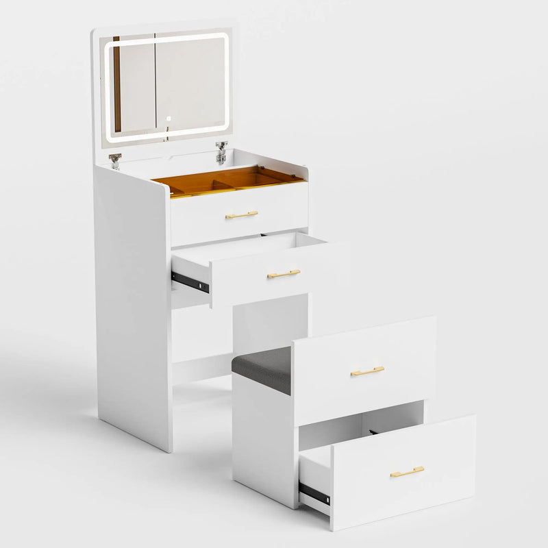 3 in 1 Vanity Desk with Open Top Mirror by HouseOfZazla