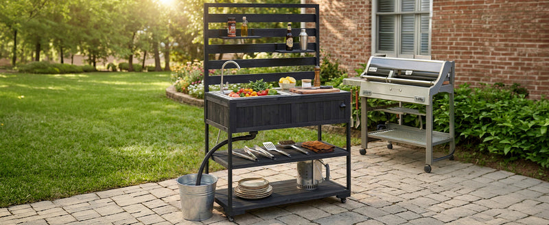 TOPMAX 41.7'' Large Patio Rolling Kitchen Island with Sink by HouseOfZazla