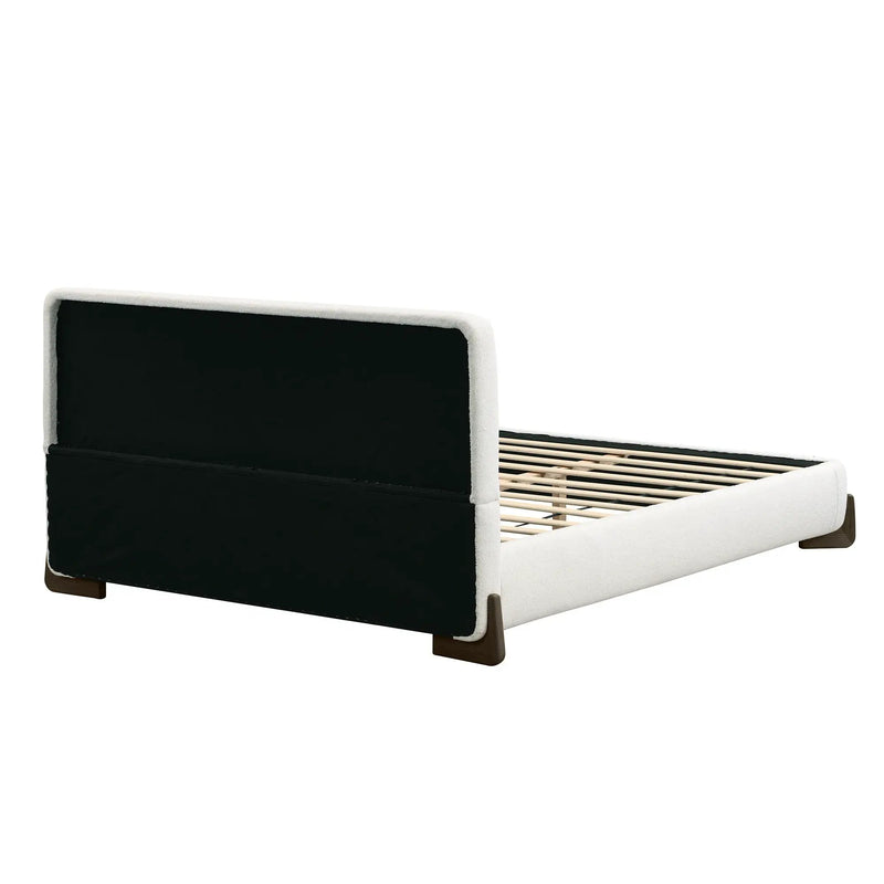 Elegant Boucle Upholstered Bed With Solid Wood Legs by HouseOfZazla