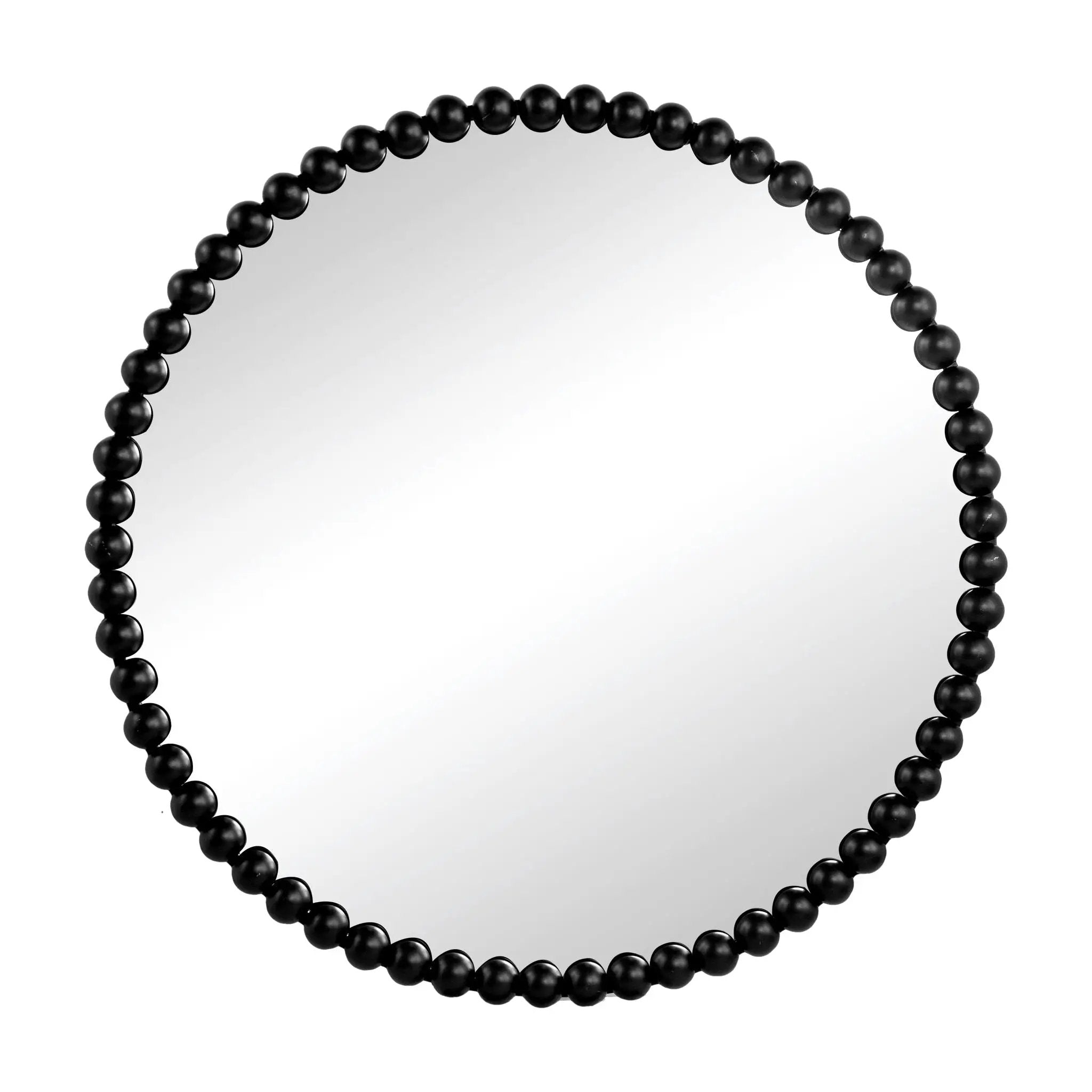 Circle Mirror With Metal Beaded Frame, Wall Mirror For Living Room Bedroom Entryway - Black by Unique Piece Furniture
