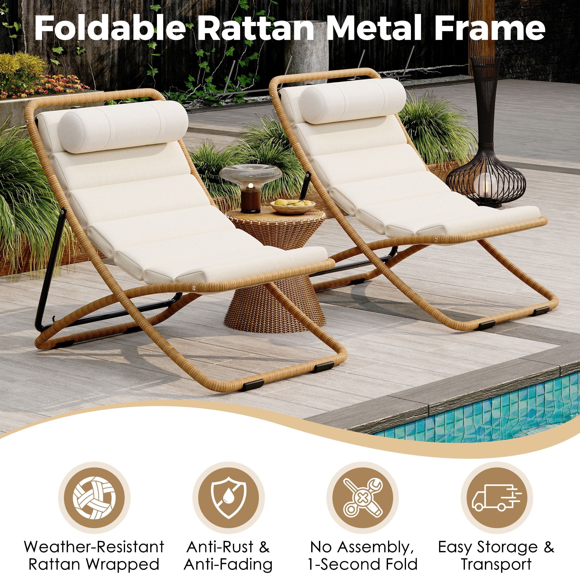 Outdoor Folding Chair With Adjustable Backrest (Set of 2) by HouseOfZazla