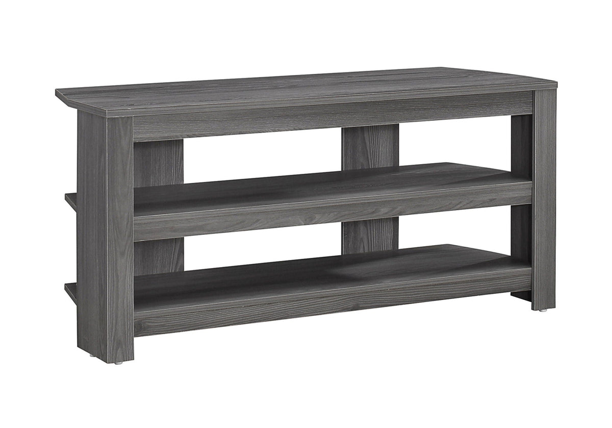 Wood TV Stand Console with 3 Storage Shelves - Light Brown, Dark Gray, Black, photo 5 of 12