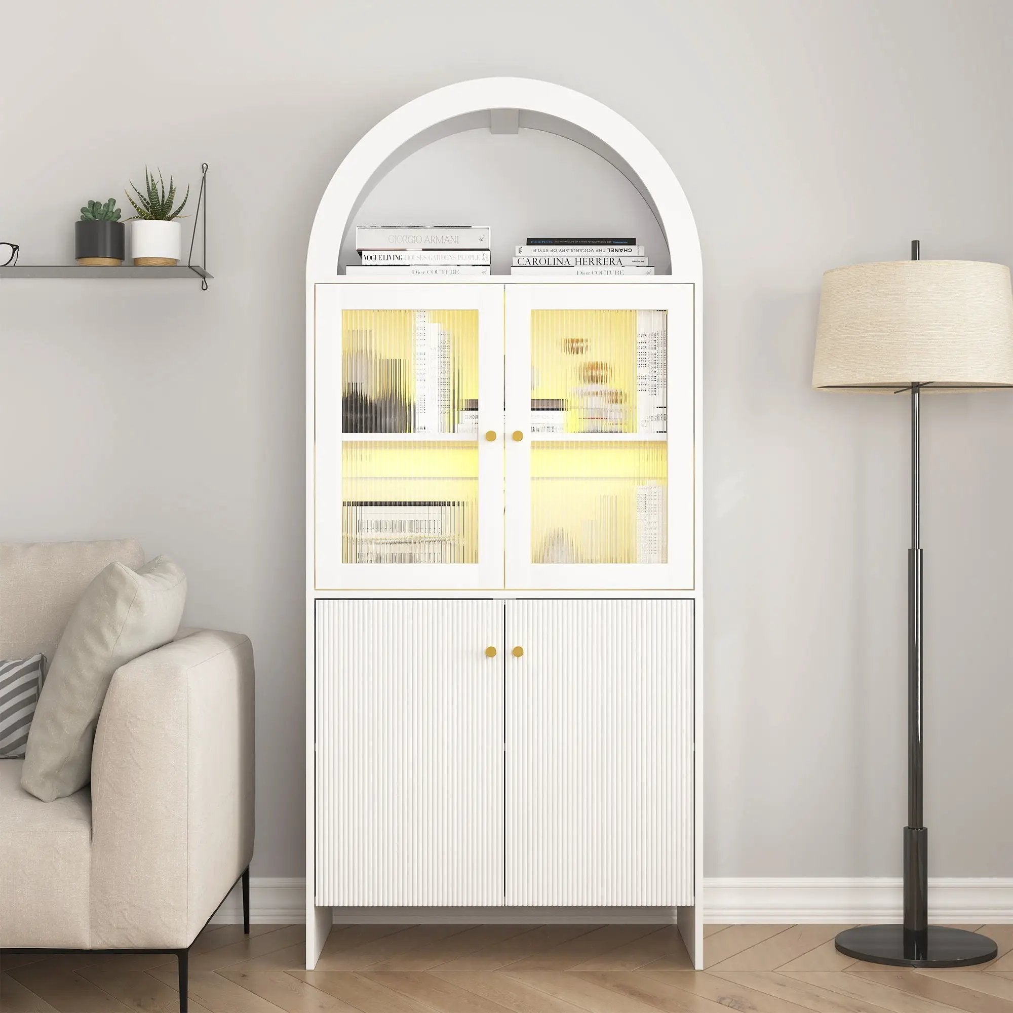 Modern Tech Inspired Dome Cabinet With LED Lighting