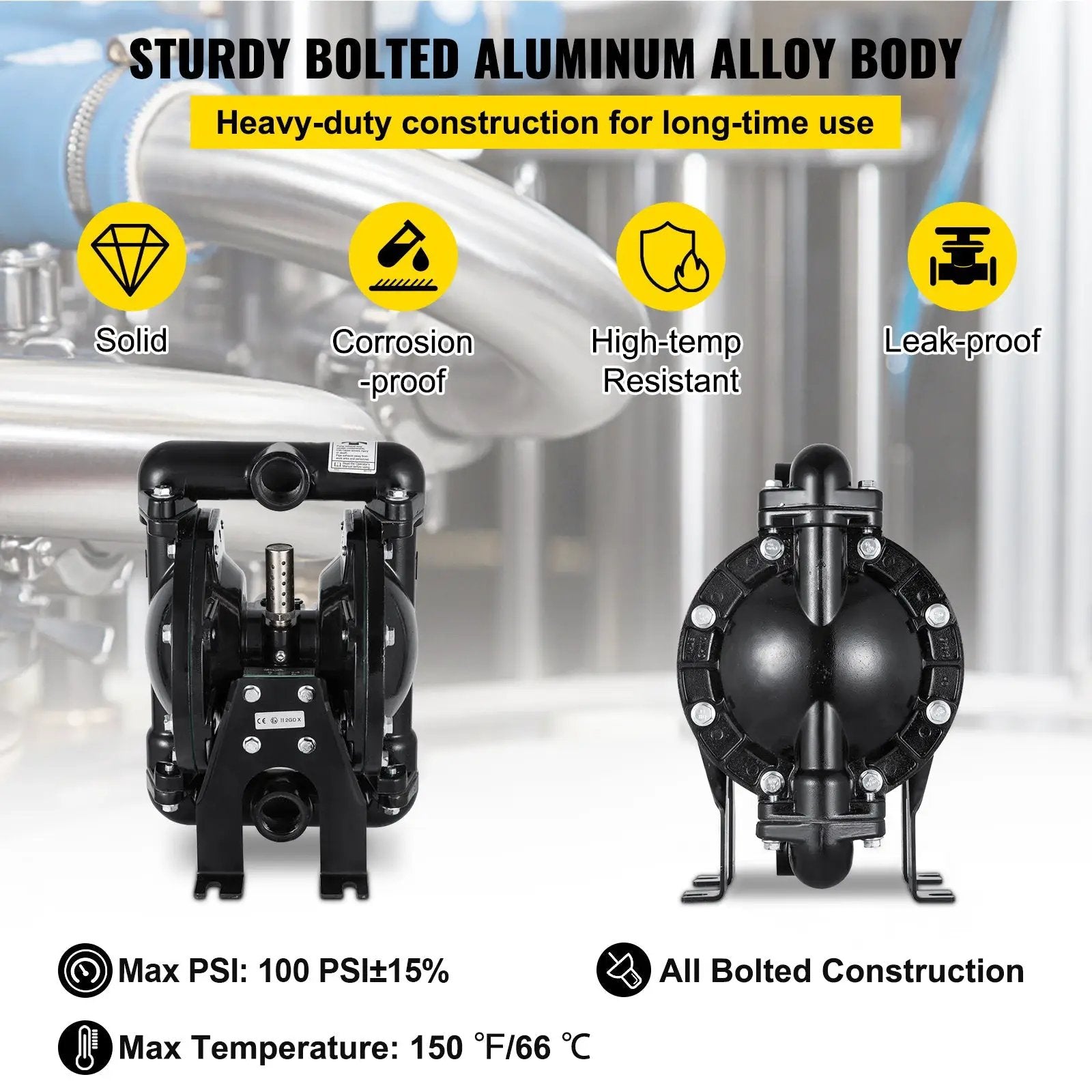 Air-Operated Double Diaphragm Pump 1 Inch Inlet/Outlet Aluminum by HouseOfZazla