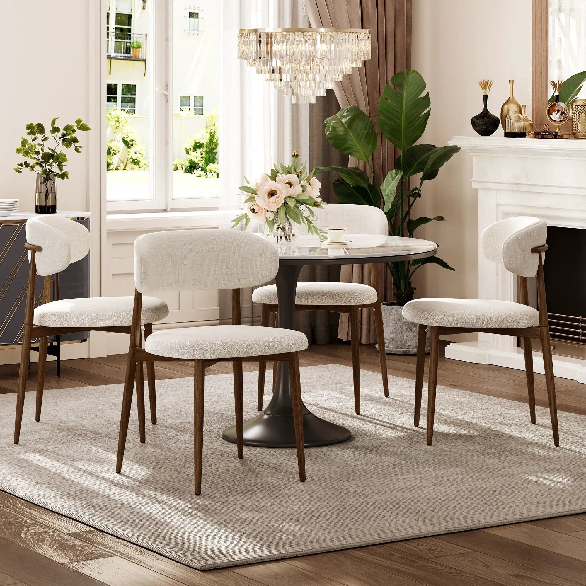 Upholstered Dining Chairs For Dining Room (Set of 2) - Beige by HouseOfZazla