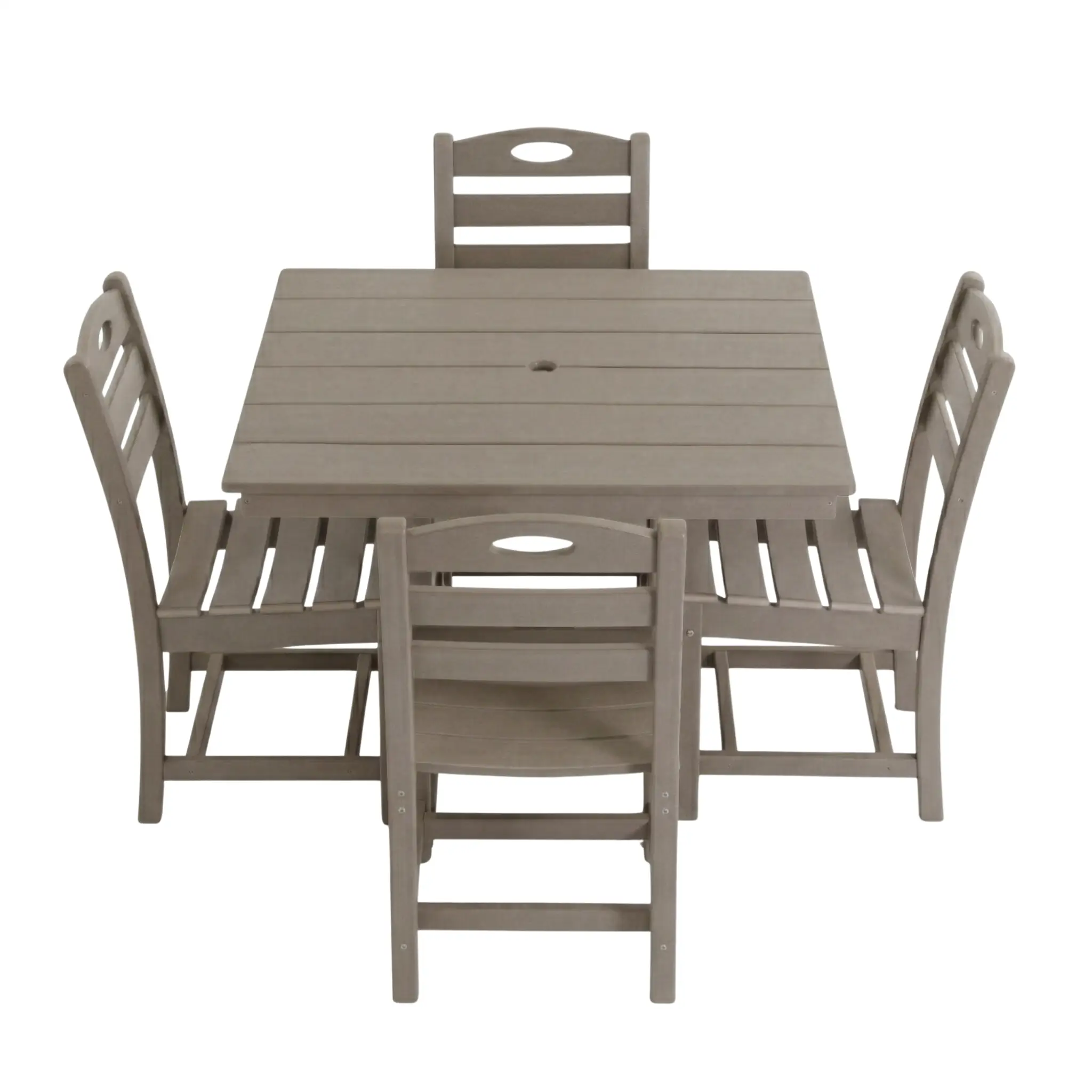Antique Wood Color HDPE 5-Piece Outdoor Patio Dining Set by HouseOfZazla