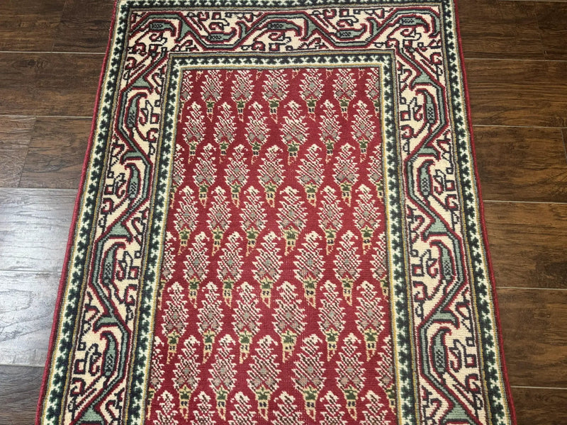 Persian Tabriz Runner Rug 3x16, Paisley Boteh Design, Red and Cream, Rug for Hallway, 16ft Wool Runner by Jewel Rugs