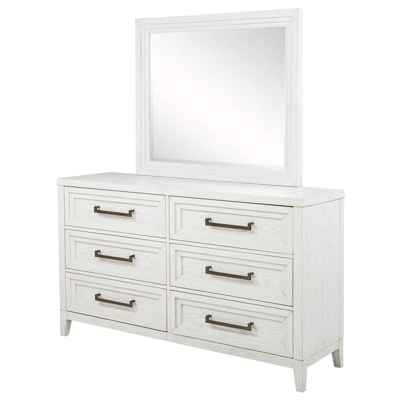 Marielle 6-drawer Dresser with Mirror Distressed White by Unique Piece Furniture