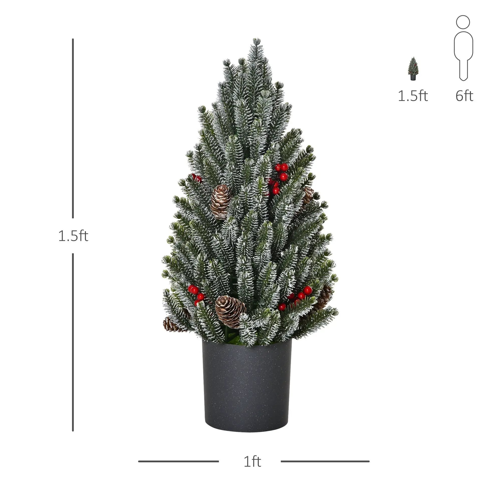 HOMCOM 18" Tall Unlit Miniature Snow-Flocked Tabletop Christmas Tree by HouseOfZazla