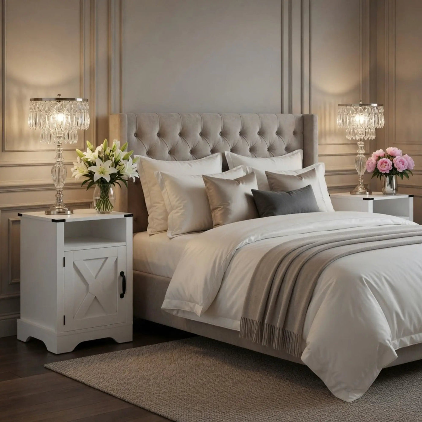 Farmhouse Nightstand, Charging Station & Storage by HouseOfZazla