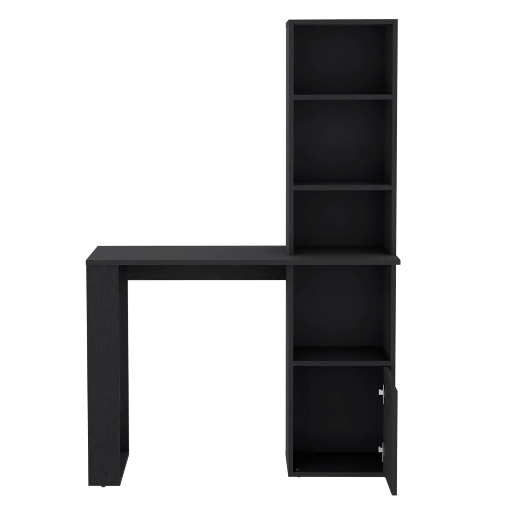 Writing Desk With Bookcase And Cabinet - Black by Unique Piece Furniture