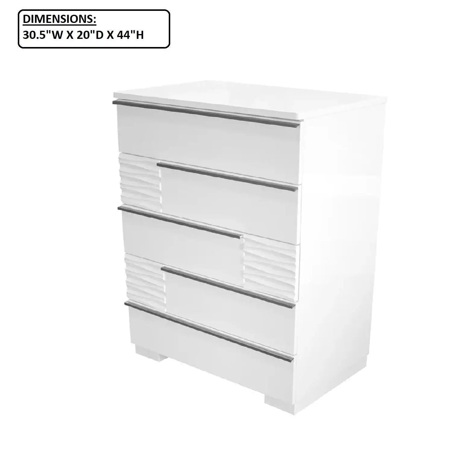 5 Drawer Chest, Bedroom - White by HouseOfZazla