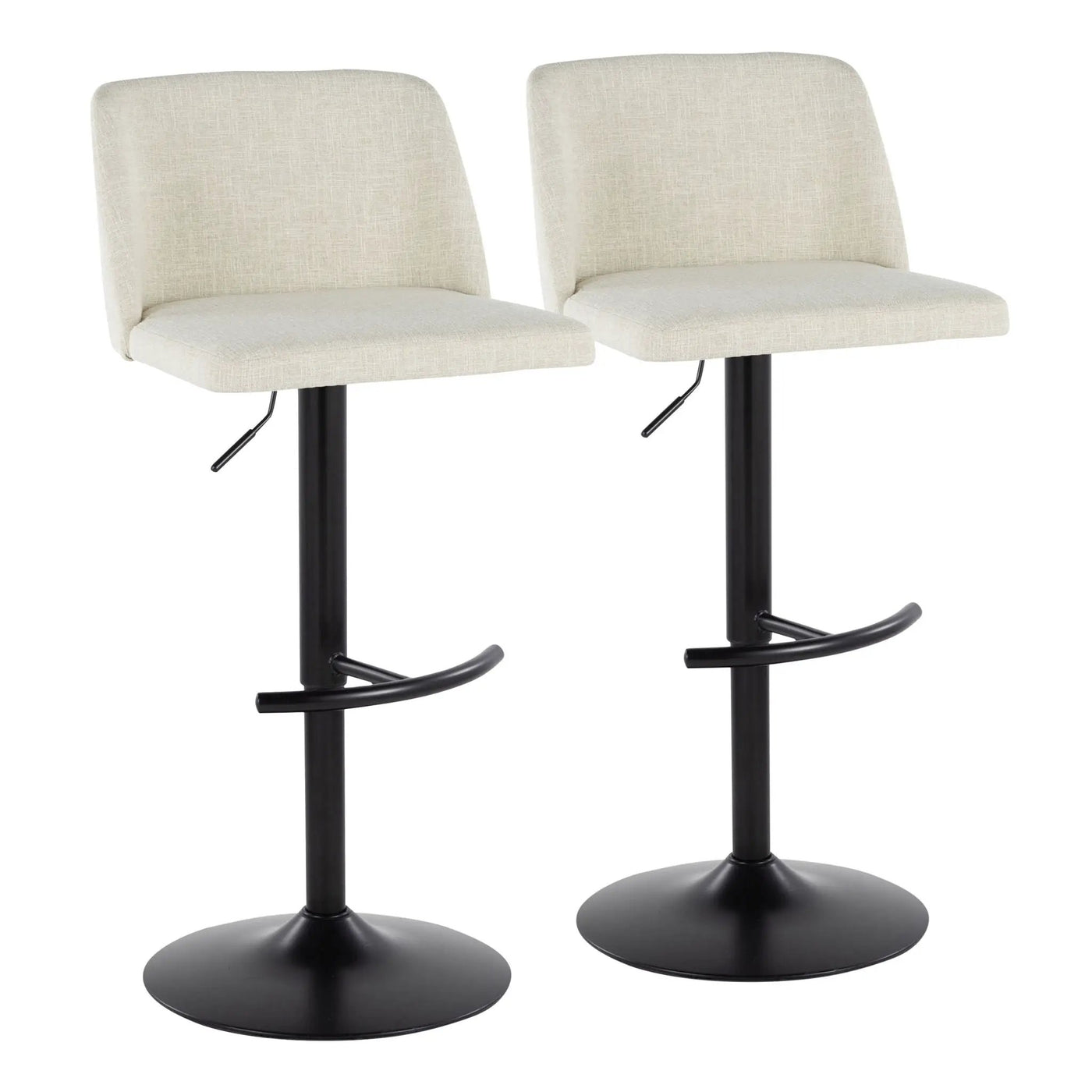 Toriano - Contemporary Adjustable Barstool Swivel With Rounded T Footrest (Set of 2) by HouseOfZazla
