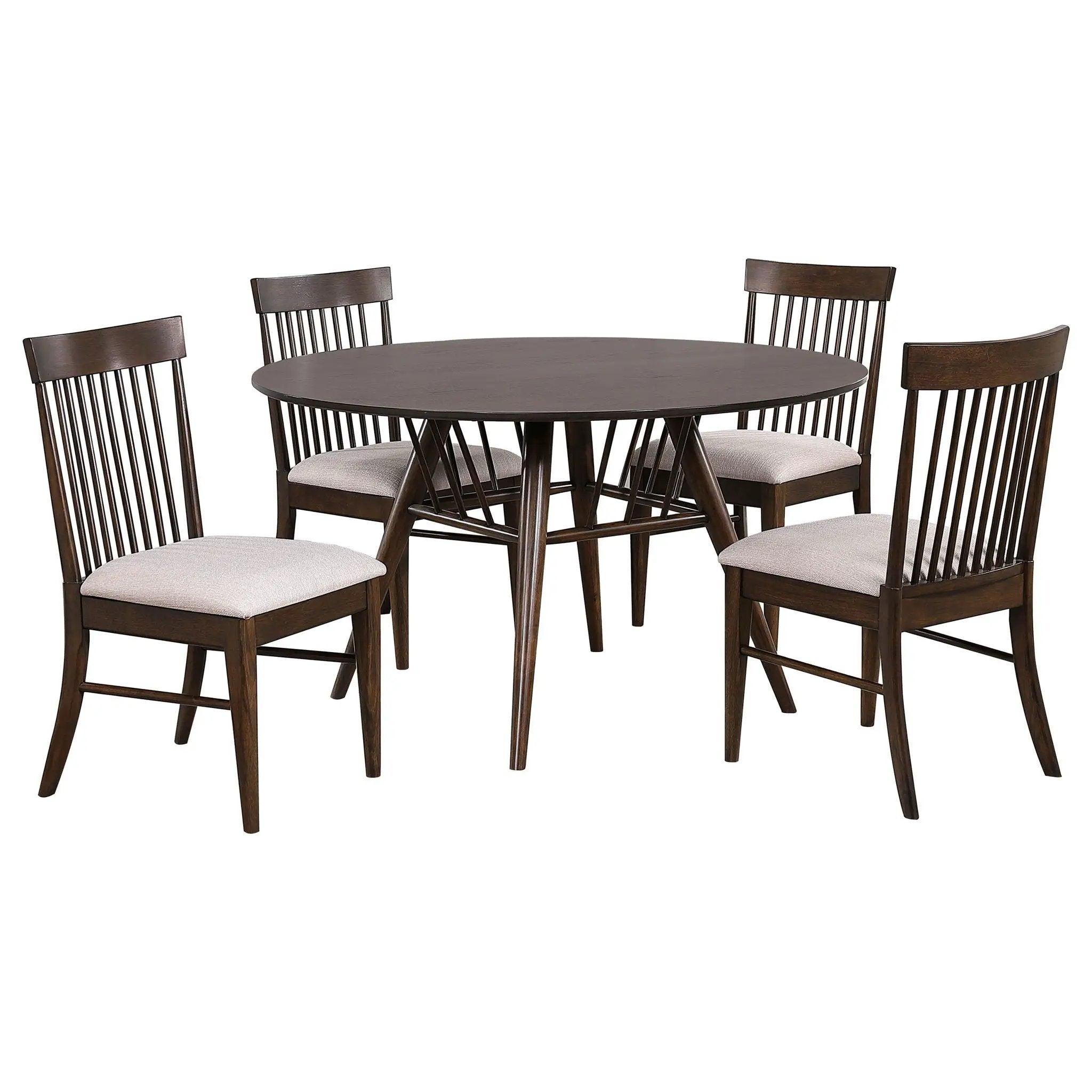 Everton 5-piece Round 53-inch Dining Table Set Dark Walnut by Unique Piece Furniture