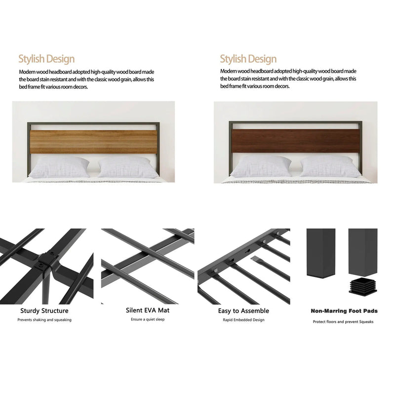 Ceres - Metal Bed With Wood Headboard & Footboard by Unique Piece Furniture