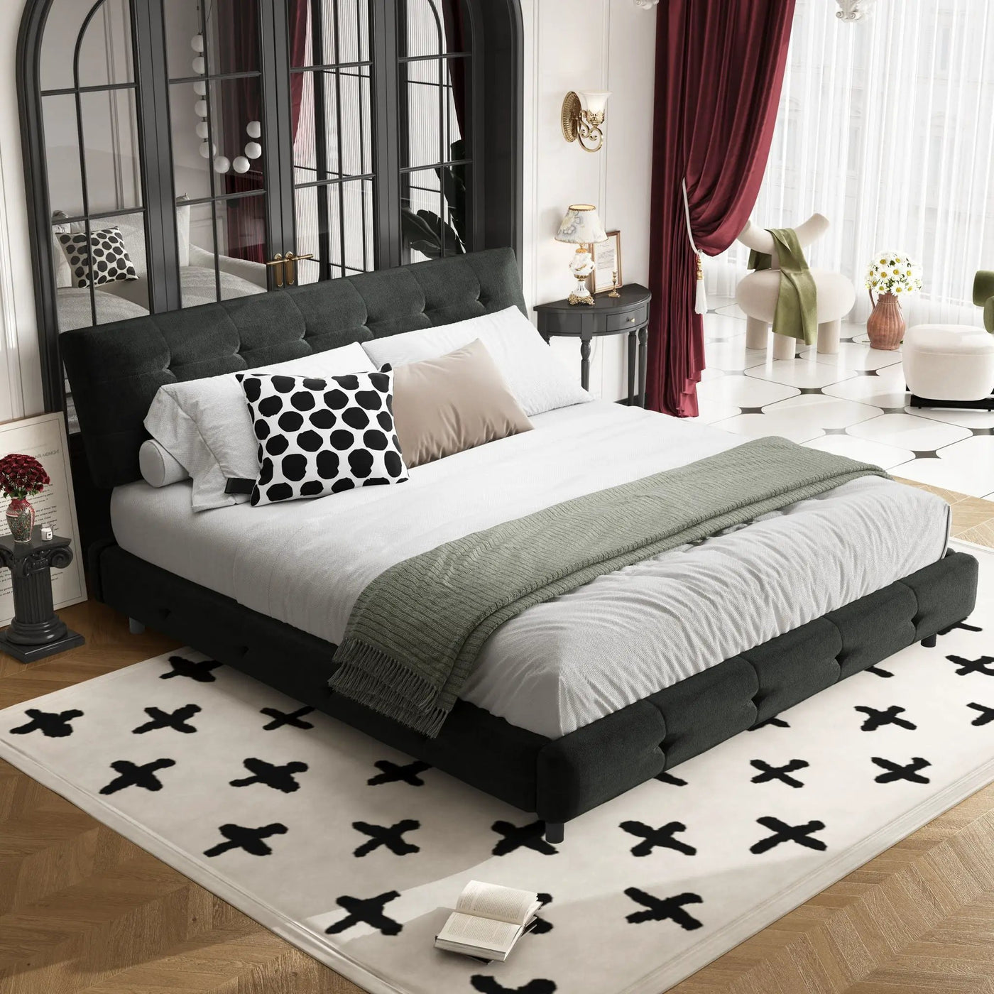 Tufted Headboard With Extra-Large Ultra-Soft Cloud Pillow Design by HouseOfZazla