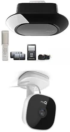 Chamberlain B4603T Smart Garage Door Opener, Ultra Quiet Belt Drive, 3/4-HP Motor + myQ Smart Garage Security Camera – 1080p HD Video, Night Vision, Motion Detection, Magnetic, Wi-Fi, Two-Way Audio, by GreenHaven Gardens