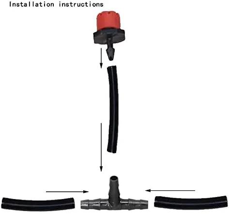 Drip Irrigation Kit Adjustable Drip Irrigation Dripper, Drip Irrigation Tee Rod Connector, Lawn and Herb Garden Irrigation Hose Fitting Sprinkler Irrigation System / 50 Pairs(Black+ Red) by GreenHaven Gardens