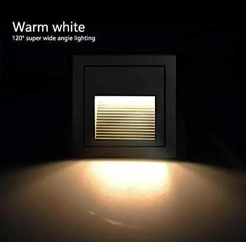 4Pack 3W LED Recessed Wall Light,120V Step Lights Warm White 3000K, IP65 Waterproof Stair Light Staircase Light lamp, Inside Outside Garden Balcony Corridor, Aluminum,Black by GreenHaven Gardens